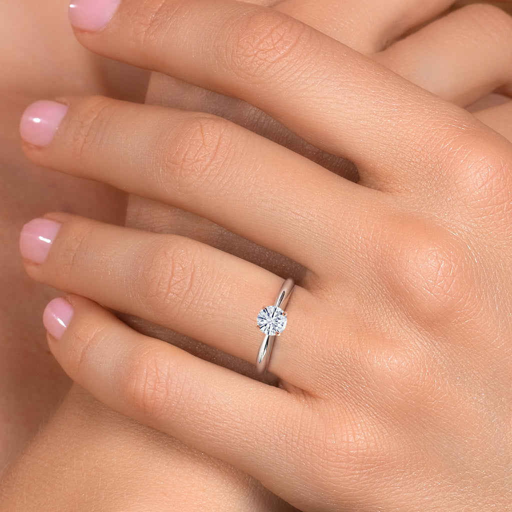 White Moissanite - April_Ring in 10K Two Tone Gold