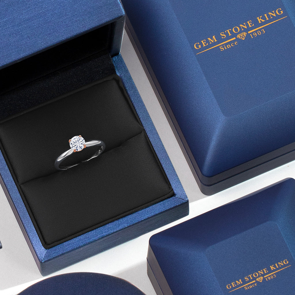 White Moissanite - April_Ring in 10K Two Tone Gold