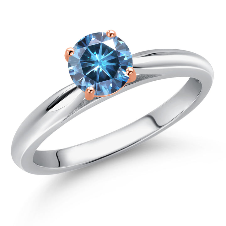 Persian Blue Moissanite - April_5_Ring in 10K Two Tone Gold