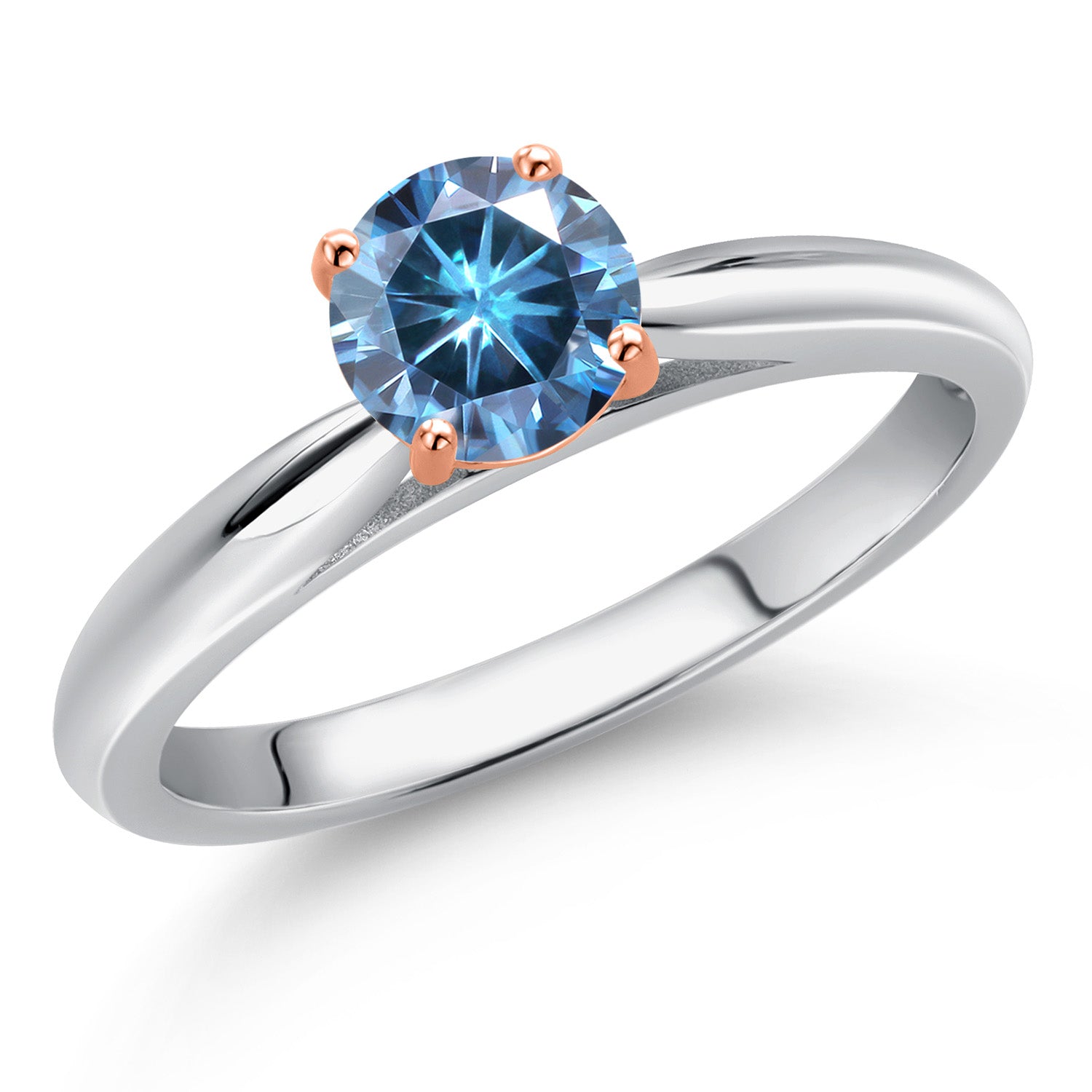 Persian Blue Moissanite - April_7_Ring in 10K Two Tone Gold