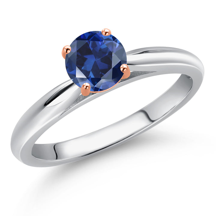 Blue Created Sapphire - September_5_Ring in 10K Two Tone Gold