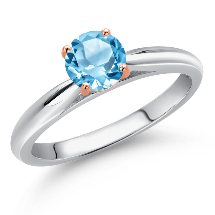 Swiss Blue Topaz - November_5_Ring in 10K Two Tone Gold