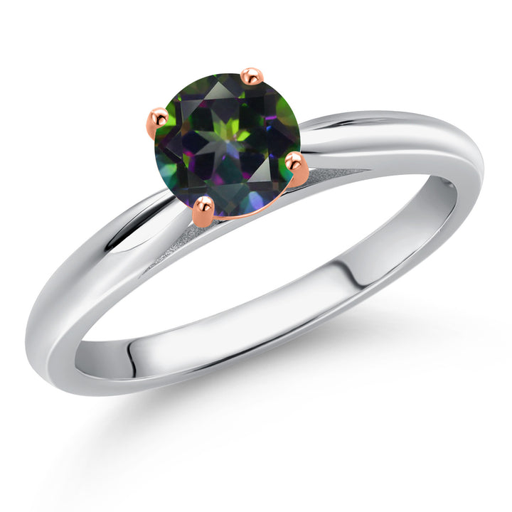 Green Mystic Topaz_5_Ring in 925 Sterling Silver and 10K Rose Gold