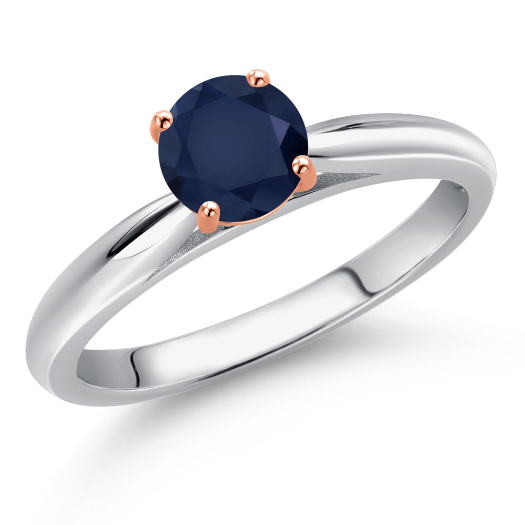 Blue Sapphire - September_5_Ring in 925 Sterling Silver and 10K Rose Gold