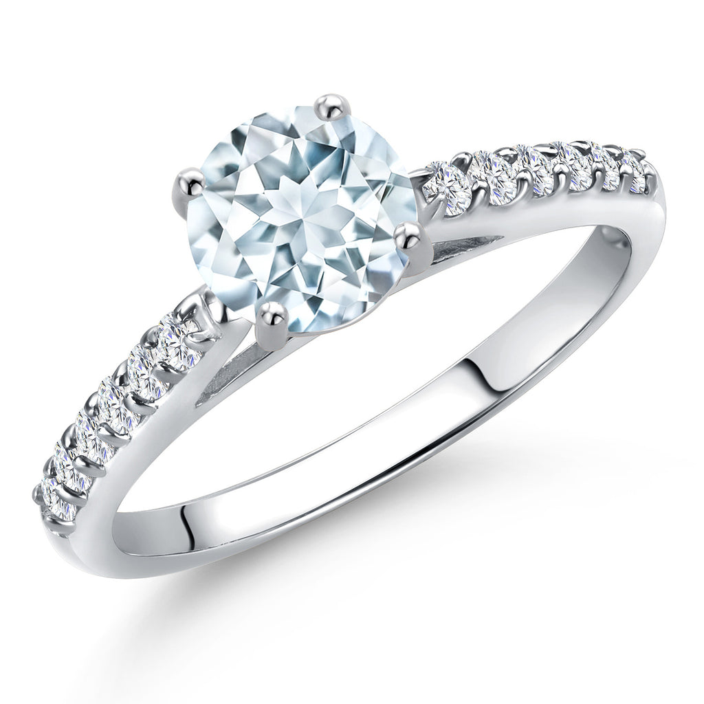 Aquamarine - March_9_Ring in 10K White Gold