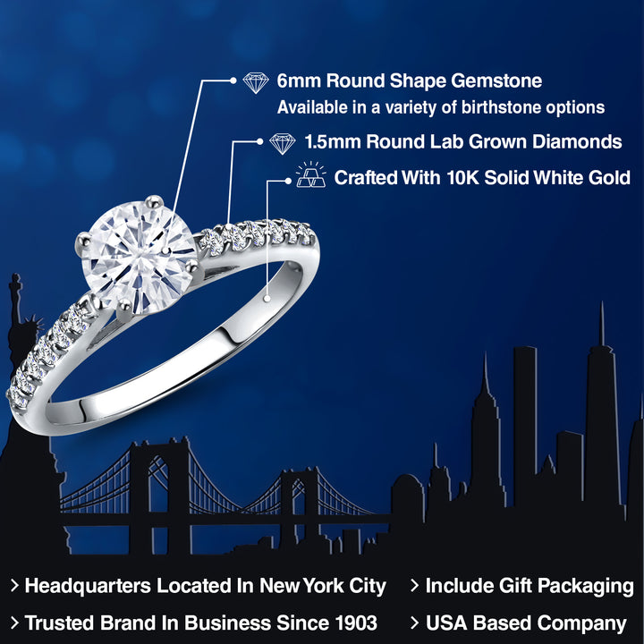 White Moissanite - April_Ring in 10K White Gold