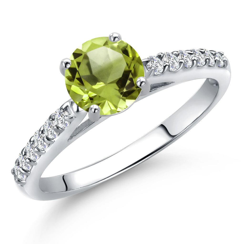 Peridot - August_8_Ring in 10K White Gold