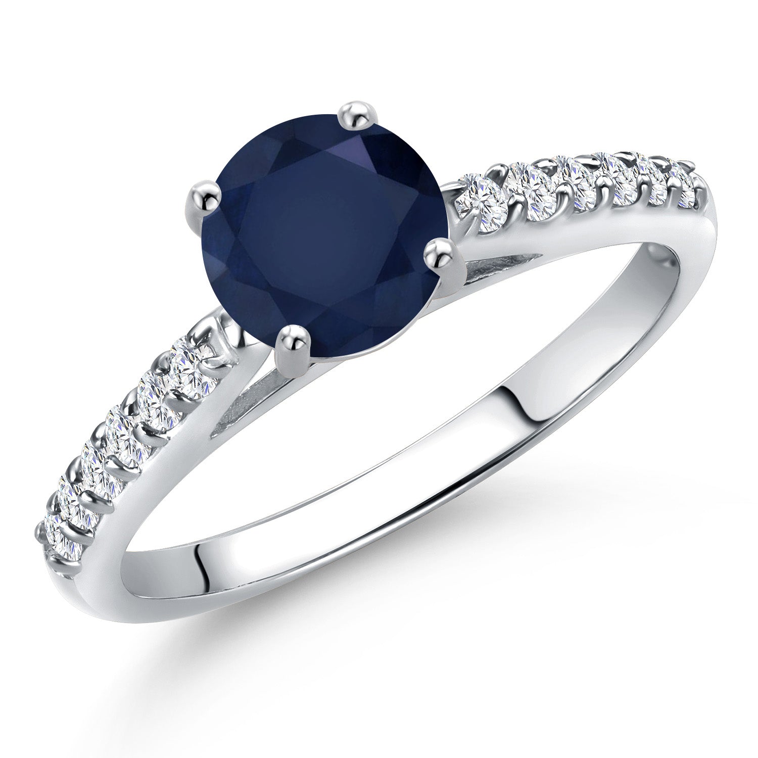 Blue Sapphire - September_8_Ring in 10K White Gold