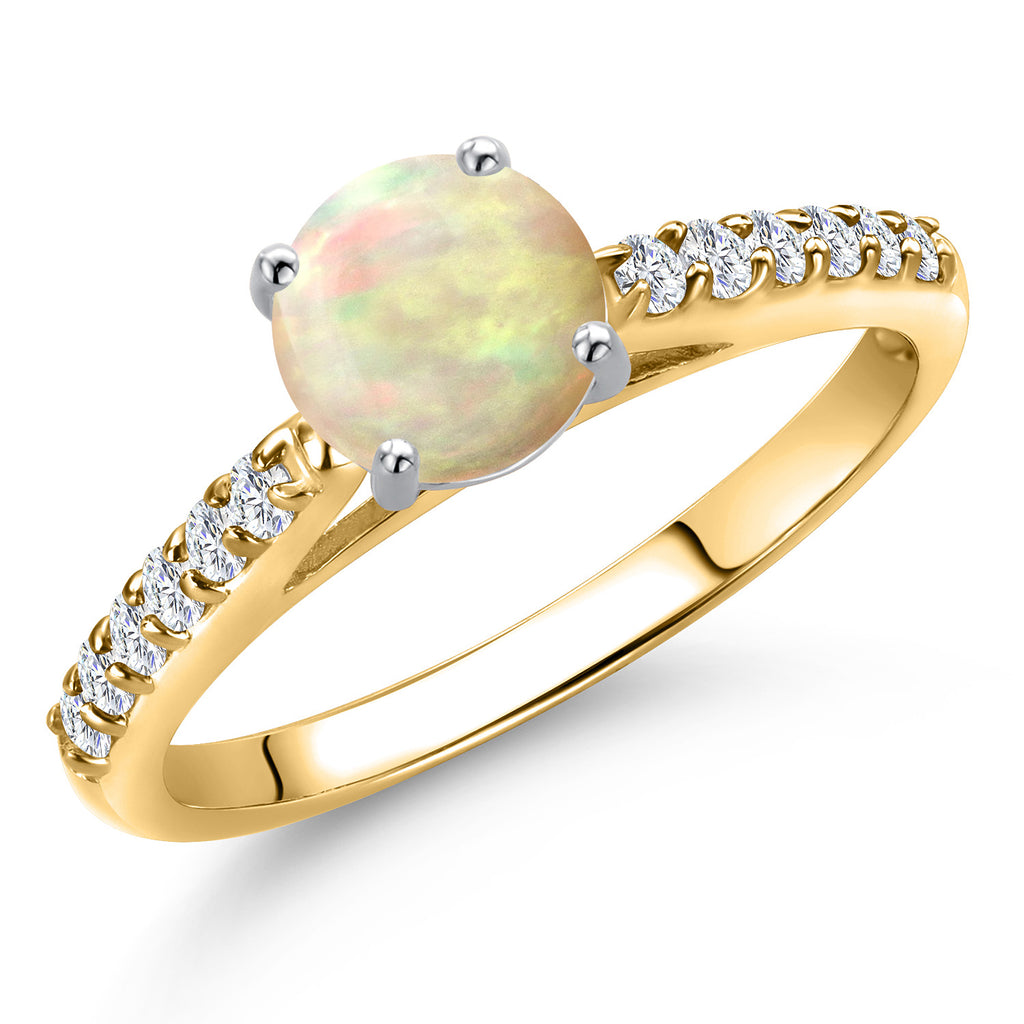 Ethiopian Opal-Cabochon - October_6_Ring in 10K Two Tone Gold