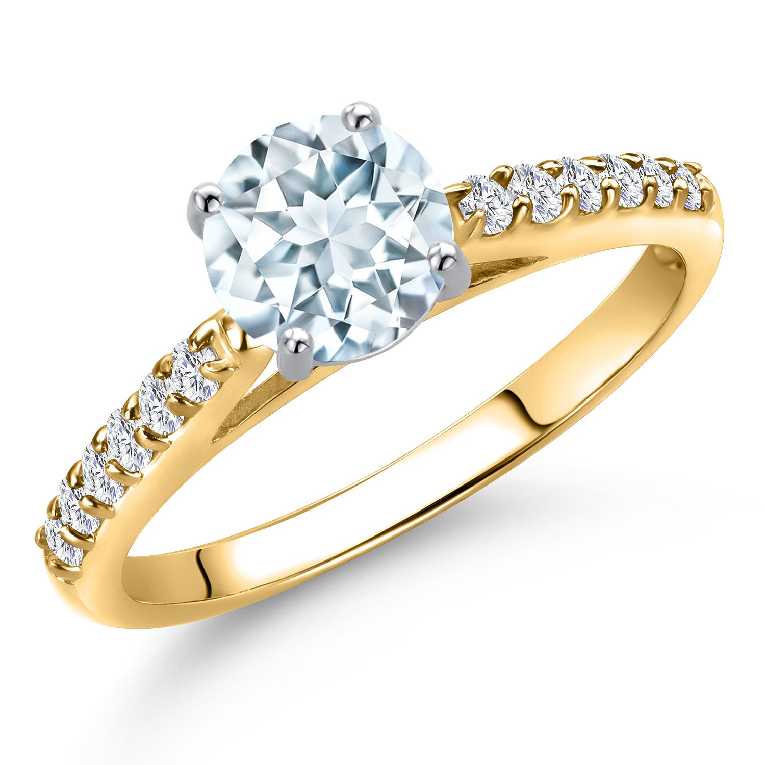 Aquamarine - March_6_Ring in 10K Two Tone Gold
