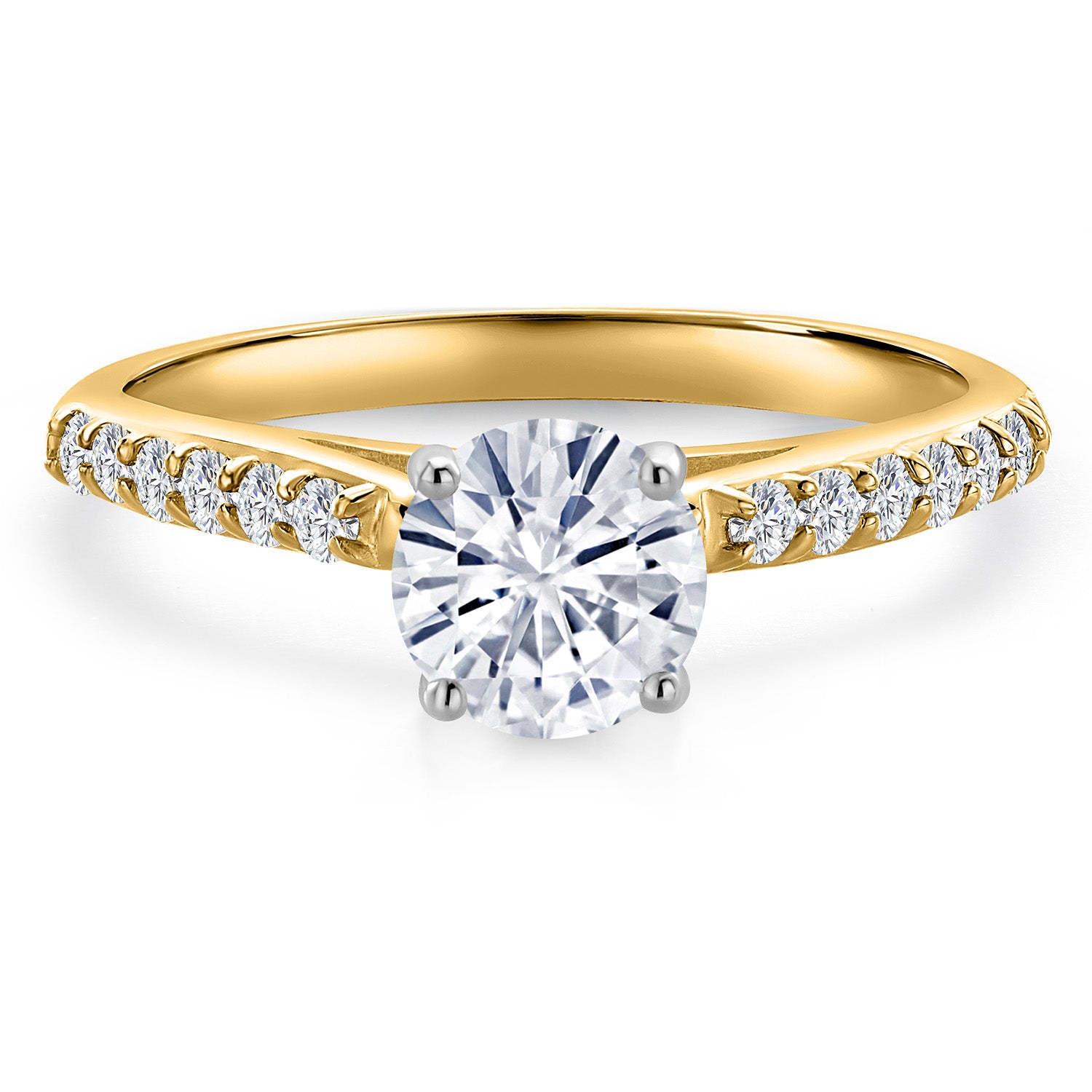 White Moissanite - April_Ring in 10K Two Tone Gold