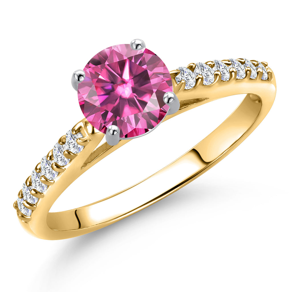 Pink Moissanite - April_5_Ring in 10K Two Tone Gold