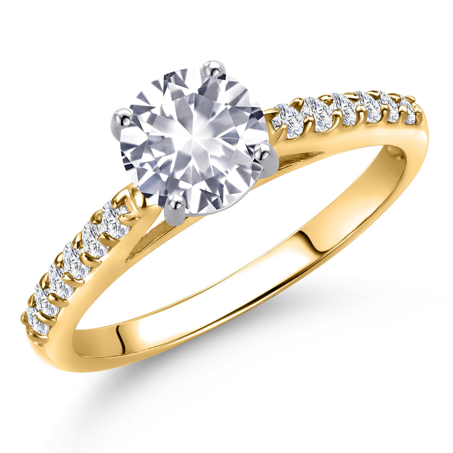 White Created Sapphire - September_6_Ring in 10K Two Tone Gold