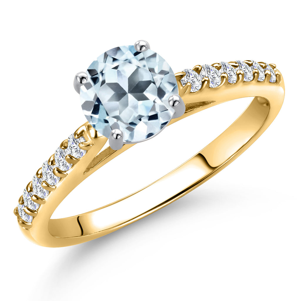 Sky Blue Topaz - November_8_Ring in 10K Two Tone Gold