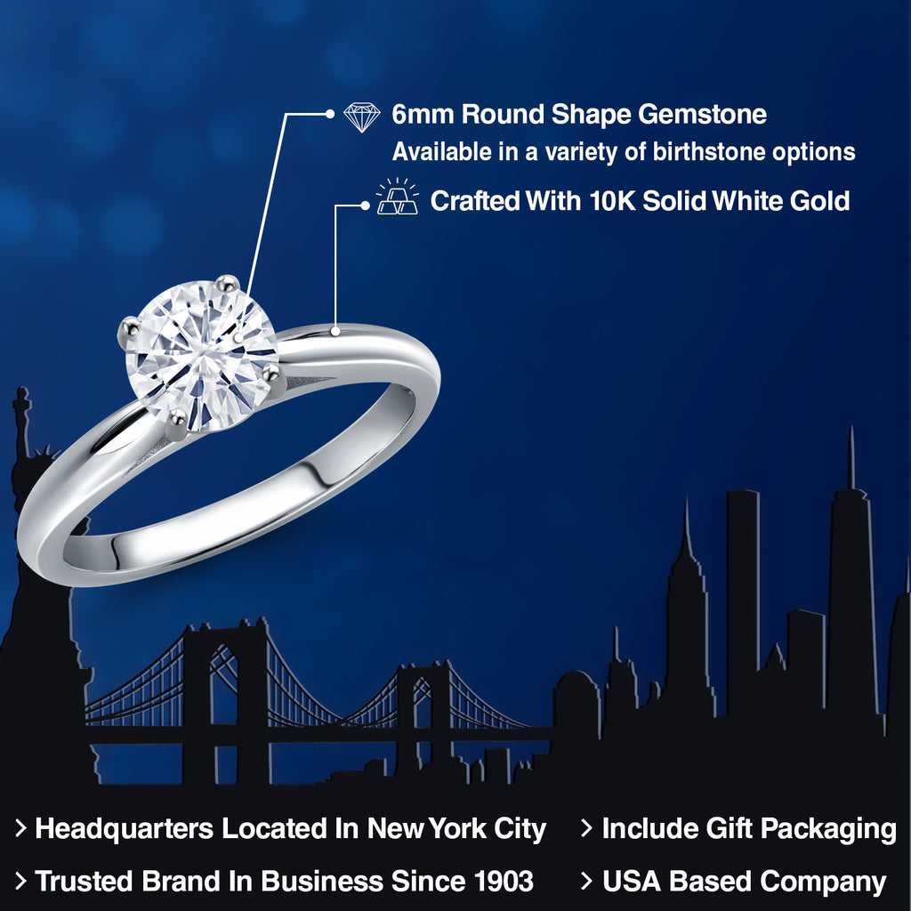 White Moissanite - April_Ring in 10K White Gold