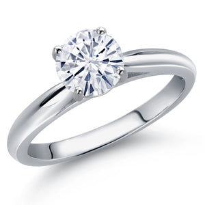 White Moissanite - April_Ring in 10K White Gold