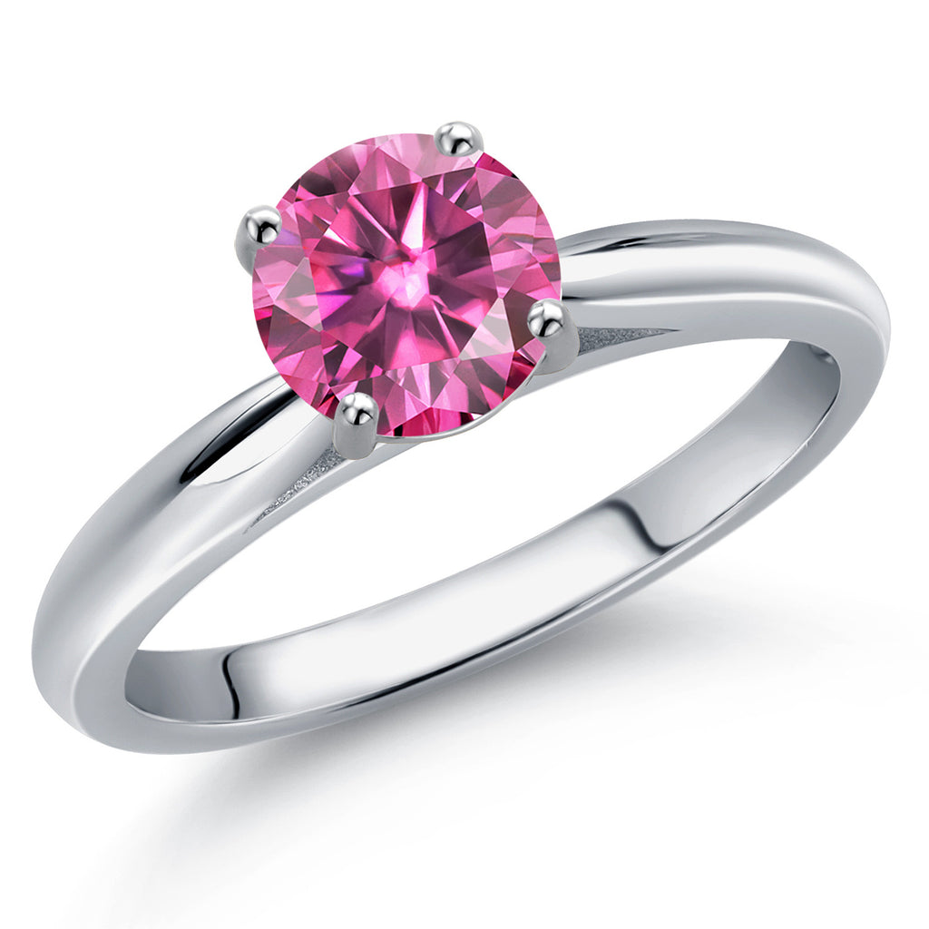 Pink Moissanite - April_8_Ring in 10K White Gold