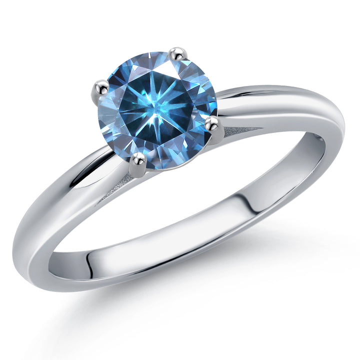 Persian Blue Moissanite - April_5_Ring in 10K White Gold