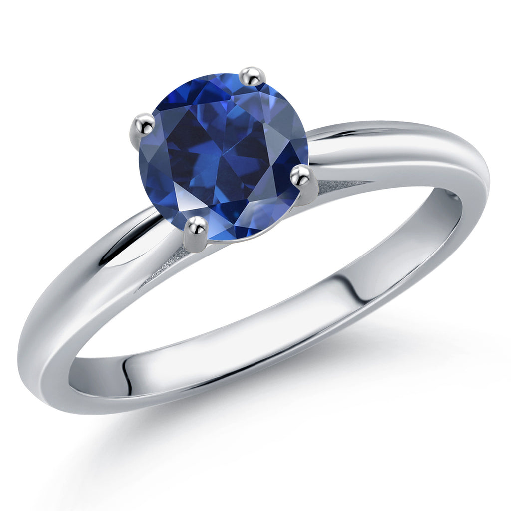 Blue Created Sapphire - September_7_Ring in 10K White Gold