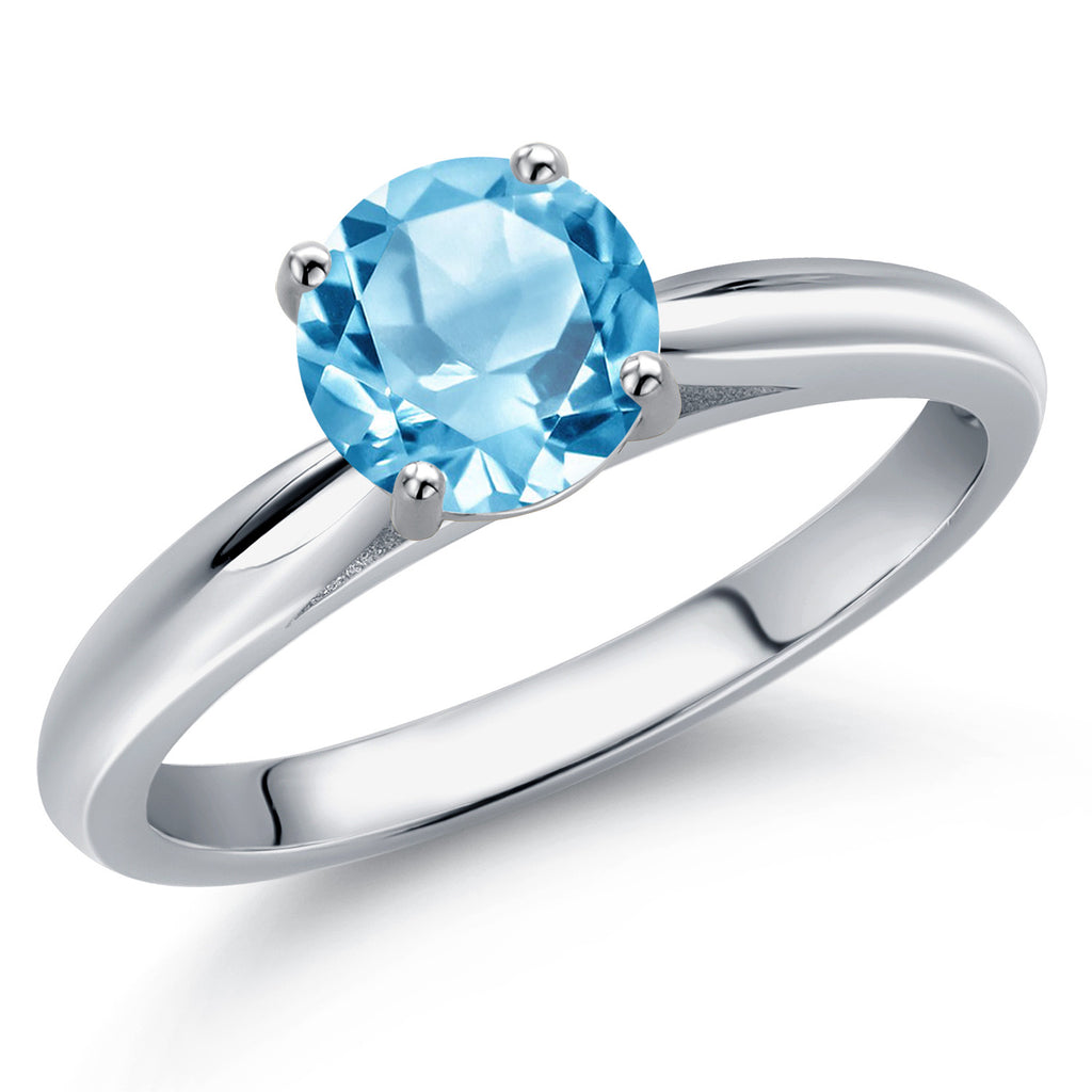 Swiss Blue Topaz - November_8_Ring in 10K White Gold