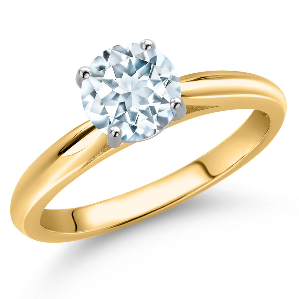 Aquamarine - March_7_Ring in 10K Two Tone Gold