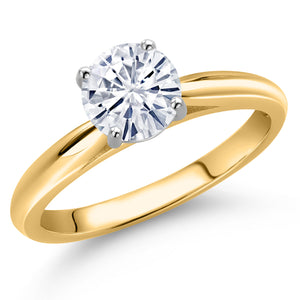 White Moissanite - April_Ring in 10K Two Tone Gold