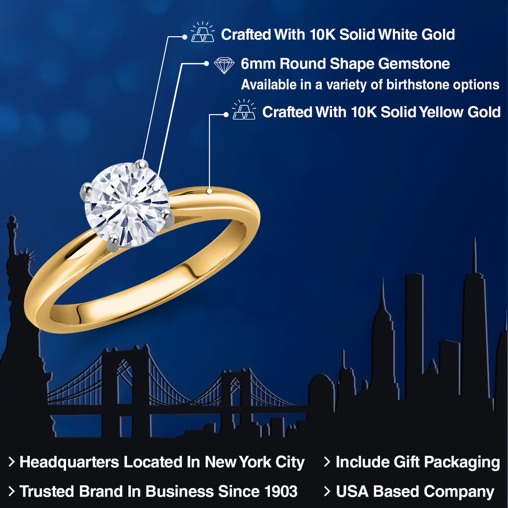 White Moissanite - April_Ring in 10K Two Tone Gold