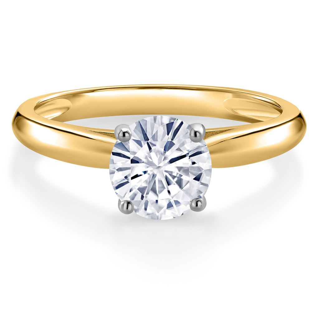 White Moissanite - April_Ring in 10K Two Tone Gold