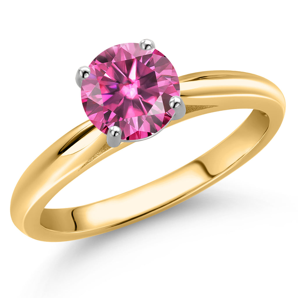 Pink Moissanite - April_7_Ring in 10K Two Tone Gold
