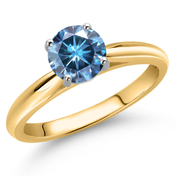 Persian Blue Moissanite - April_5_Ring in 10K Two Tone Gold