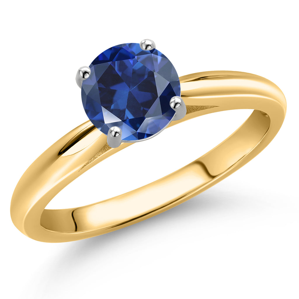 Blue Created Sapphire - September_6_Ring in 10K Two Tone Gold