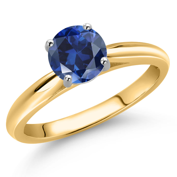 Blue Created Sapphire - September_7_Ring in 10K Two Tone Gold