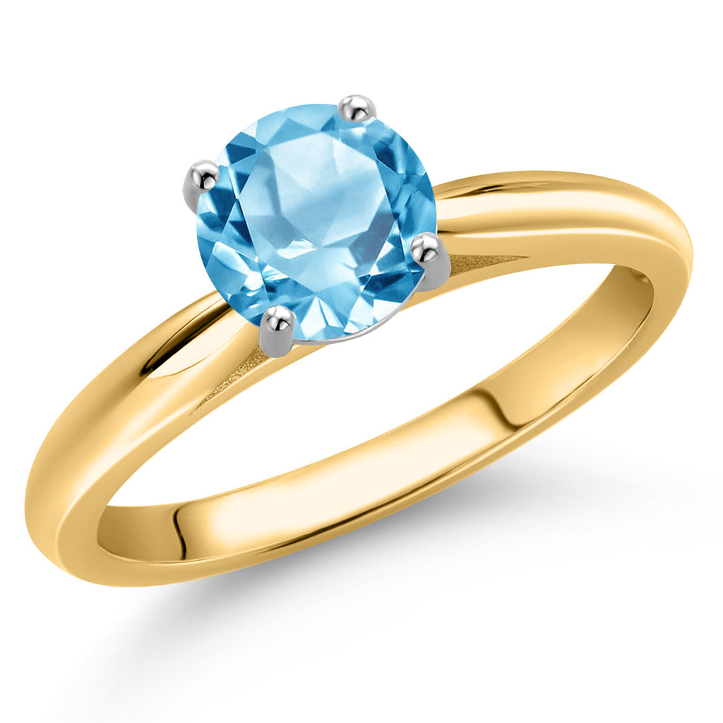 Swiss Blue Topaz - November_6_Ring in 10K Two Tone Gold
