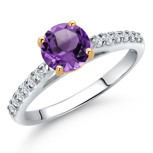 Amethyst - February_5_Ring in 925 Sterling Silver and 10K Yellow Gold
