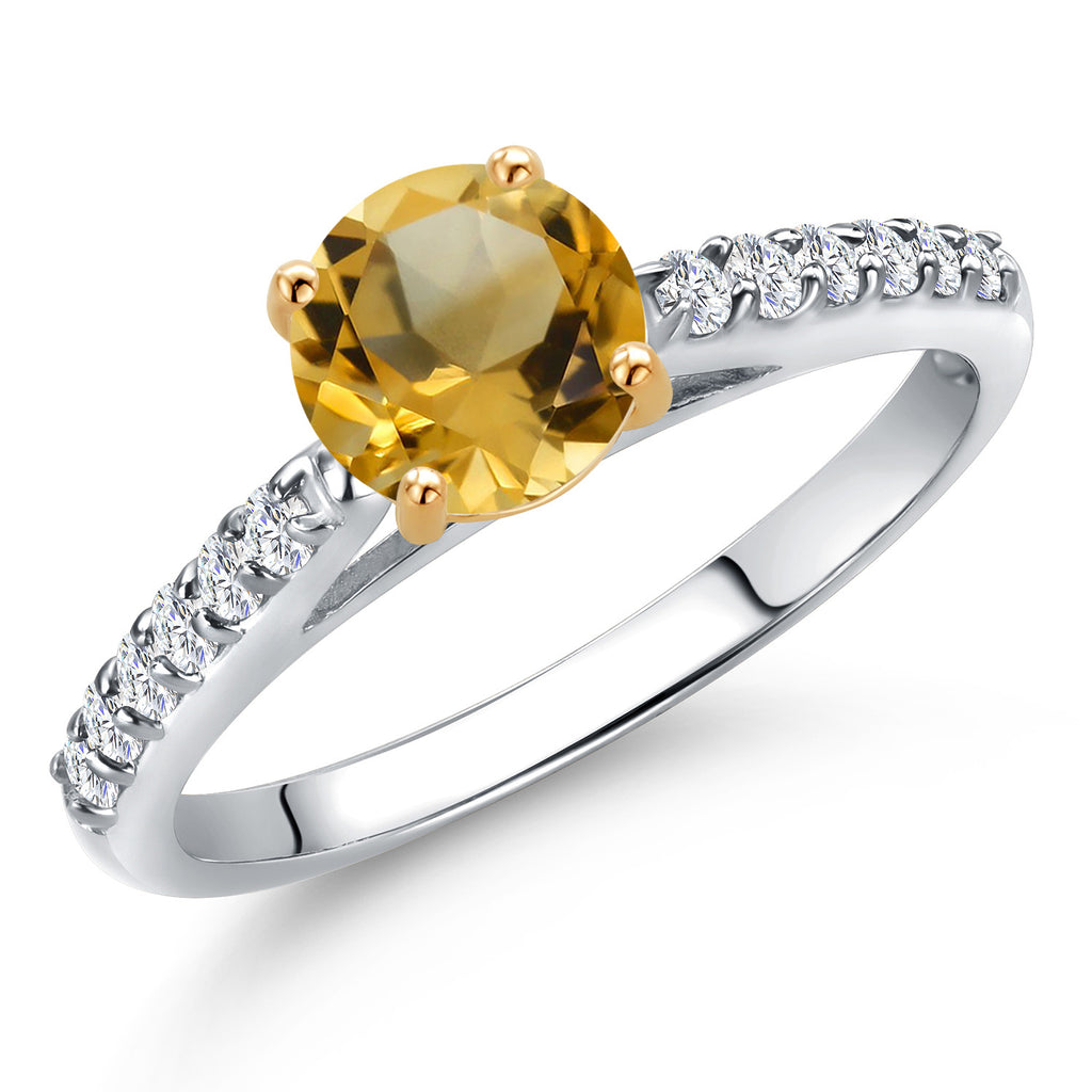 Citrine - November_8_Ring in 925 Sterling Silver and 10K Yellow Gold