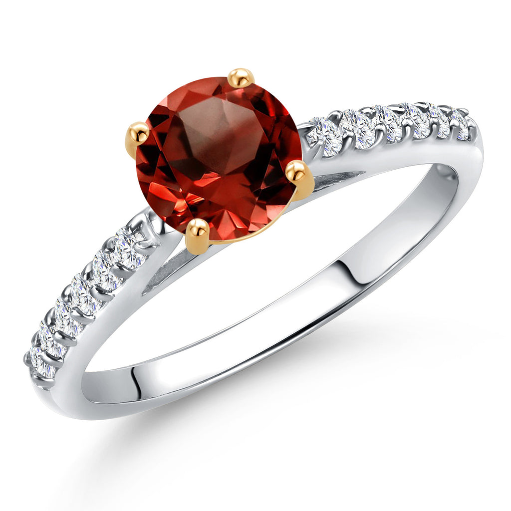 Garnet - January_8_Ring in 925 Sterling Silver and 10K Yellow Gold