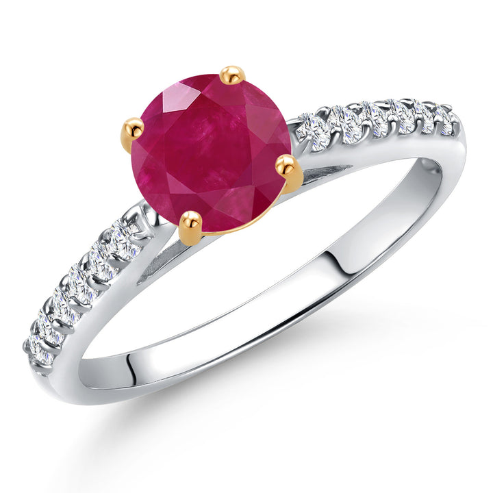 Ruby - July_5_Ring in 925 Sterling Silver and 10K Yellow Gold