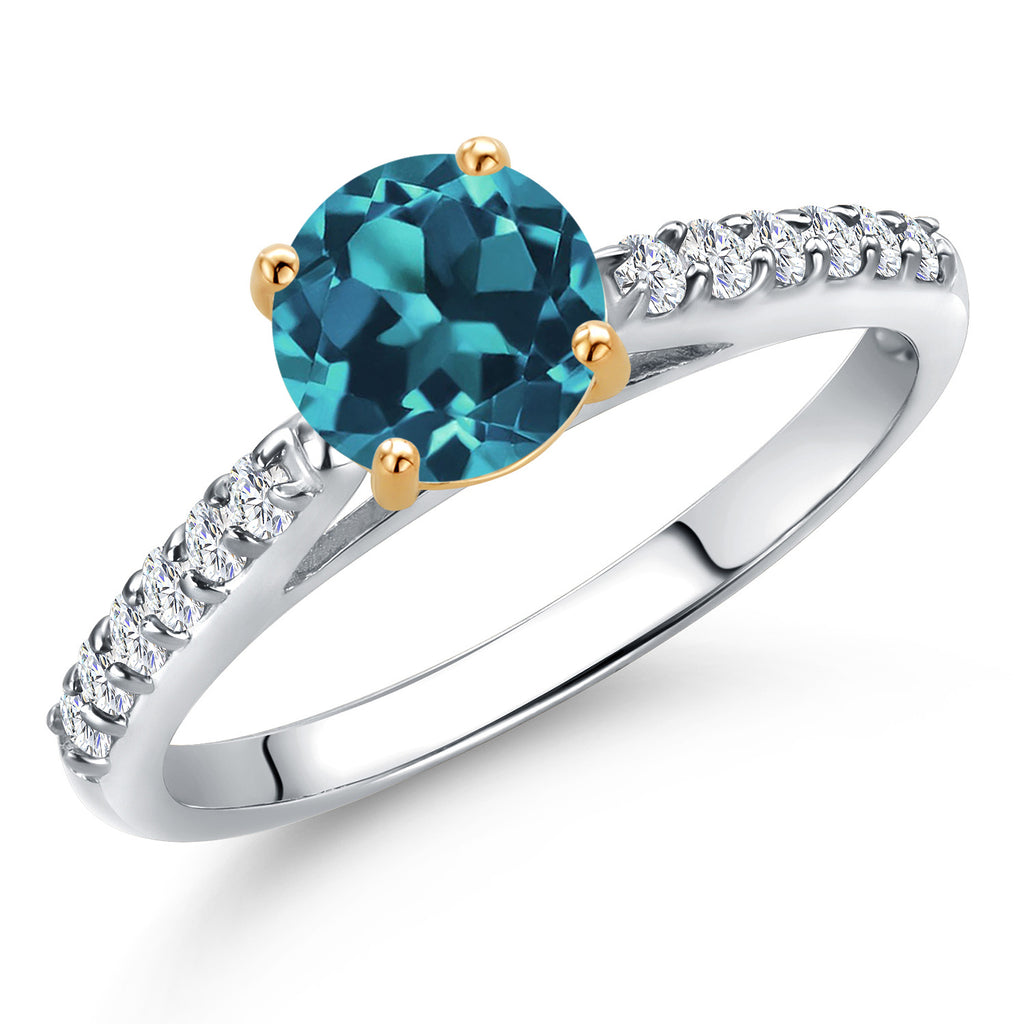 London Blue Topaz - November_5_Ring in 925 Sterling Silver and 10K Yellow Gold
