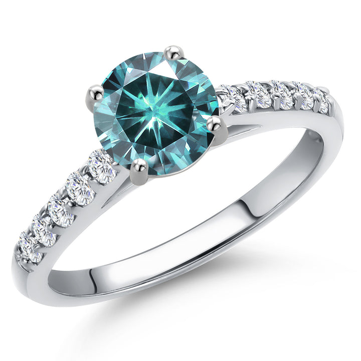 Blue Moissanite - April_5_Ring in 10K White Gold
