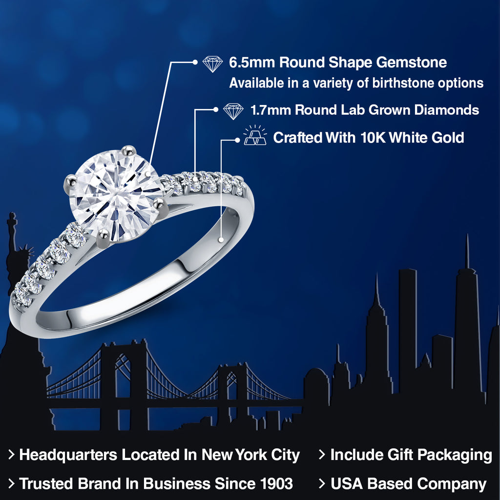 White Moissanite - April_Ring in 10K White Gold