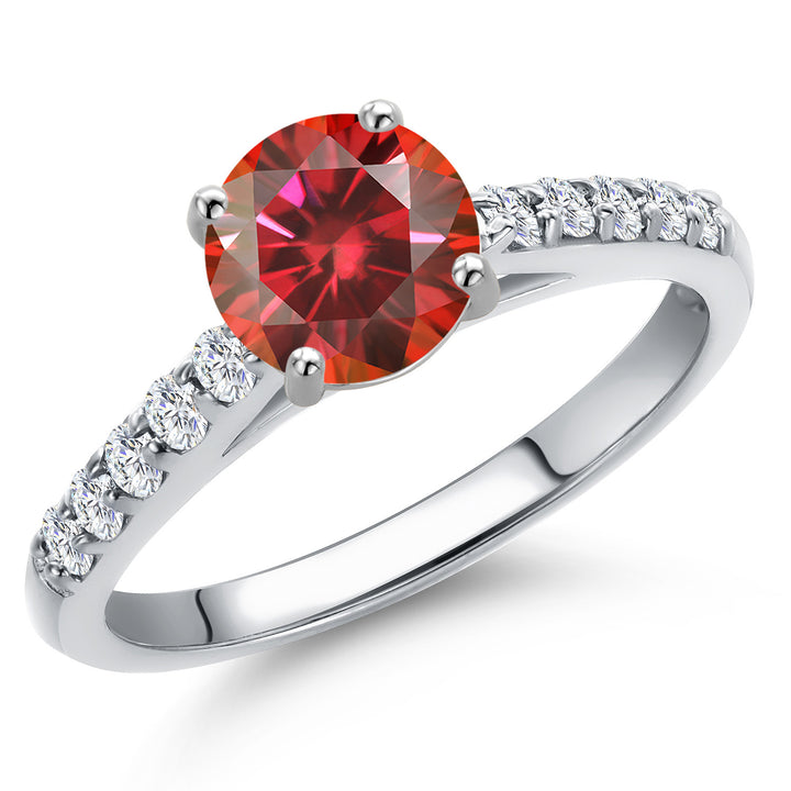 Red Moissanite - April_5_Ring in 10K White Gold