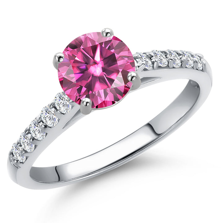 Pink Moissanite - April_5_Ring in 10K White Gold