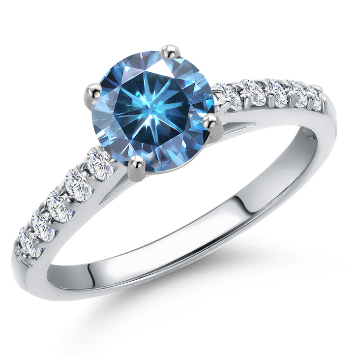 Persian Blue Moissanite - April_5_Ring in 10K White Gold