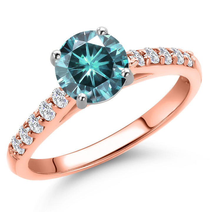 Blue Moissanite - April_5_Ring in 10K Two Tone Gold