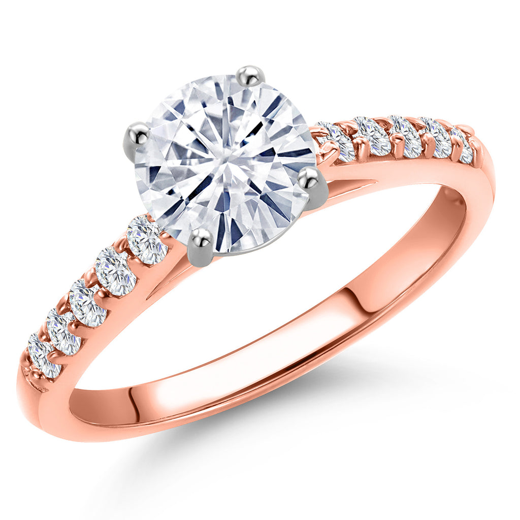 White Moissanite - April_7_Ring in 10K Two Tone Gold