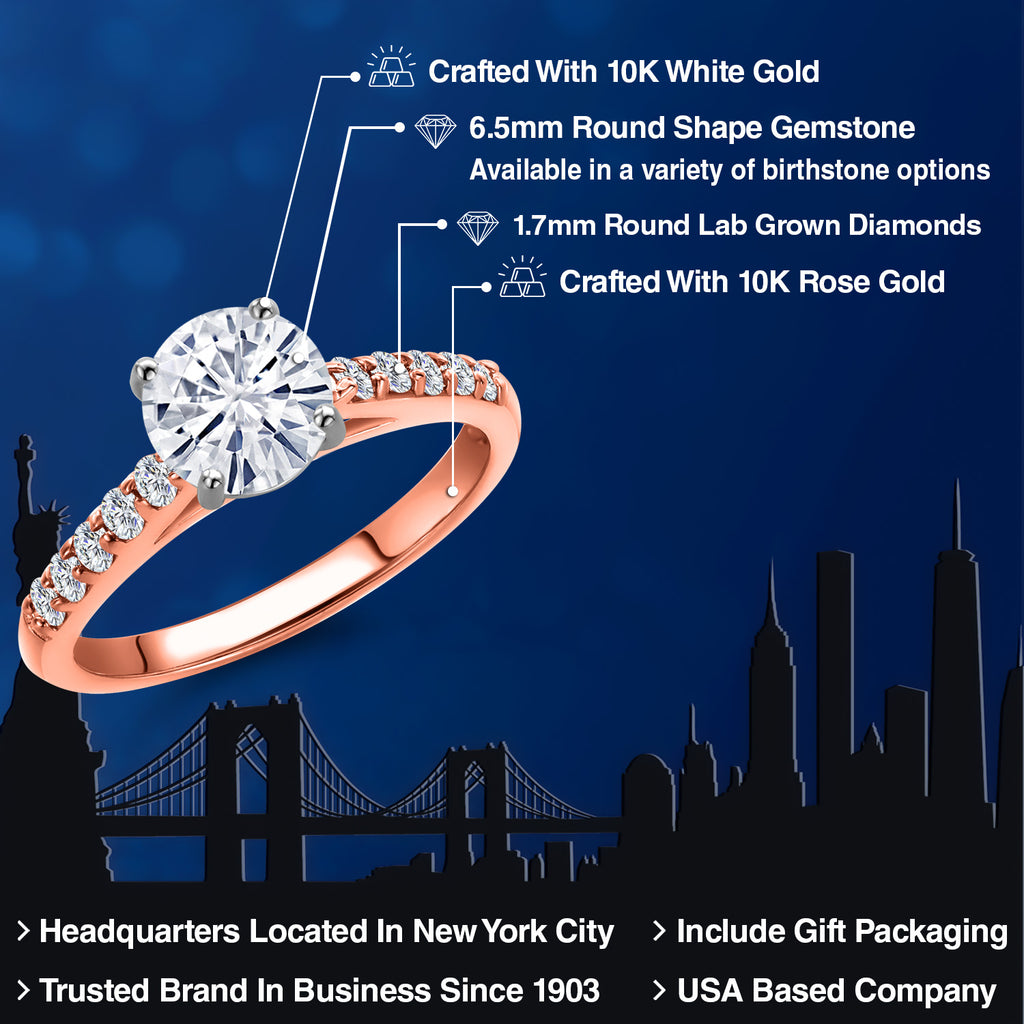 White Moissanite - April_Ring in 10K Two Tone Gold