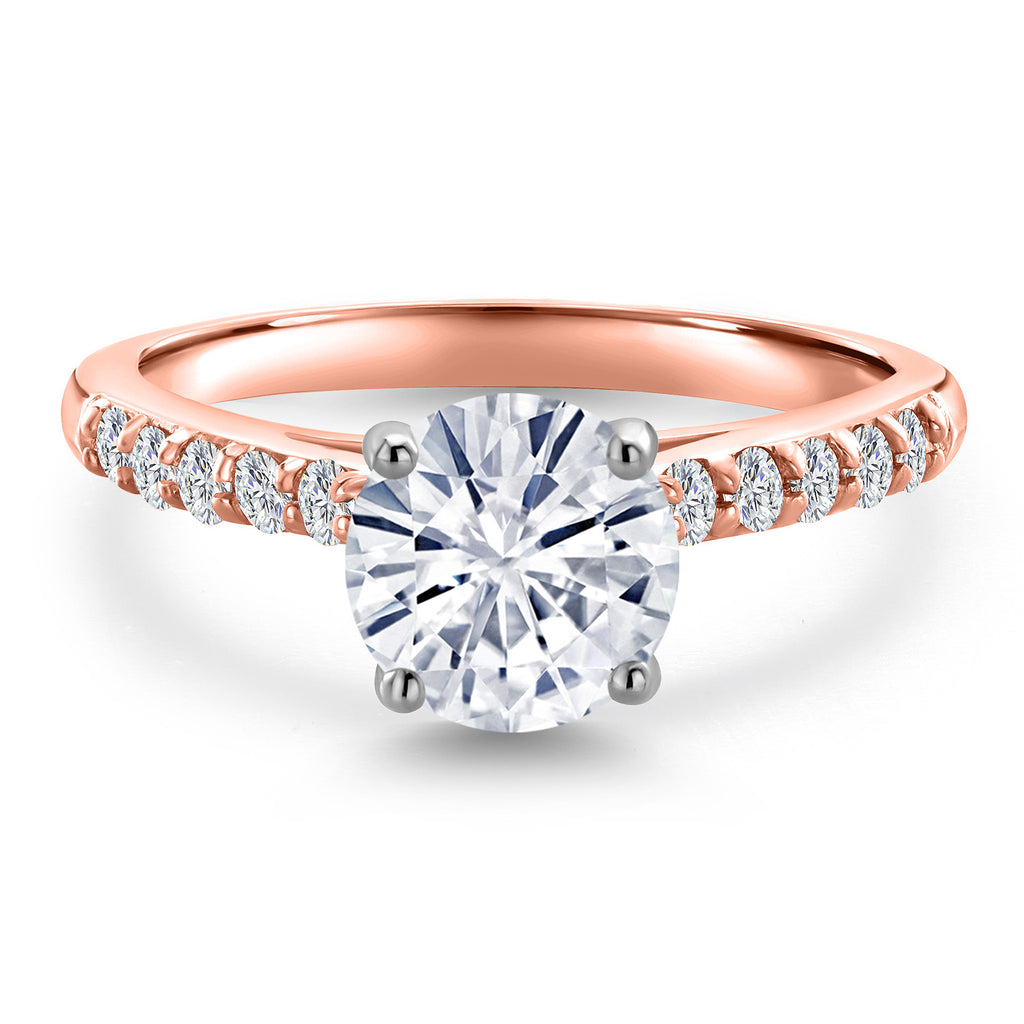 White Moissanite - April_Ring in 10K Two Tone Gold
