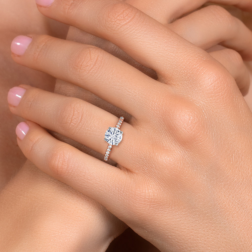 White Moissanite - April_Ring in 10K Two Tone Gold