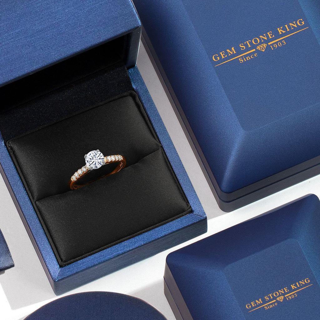 White Moissanite - April_Ring in 10K Two Tone Gold