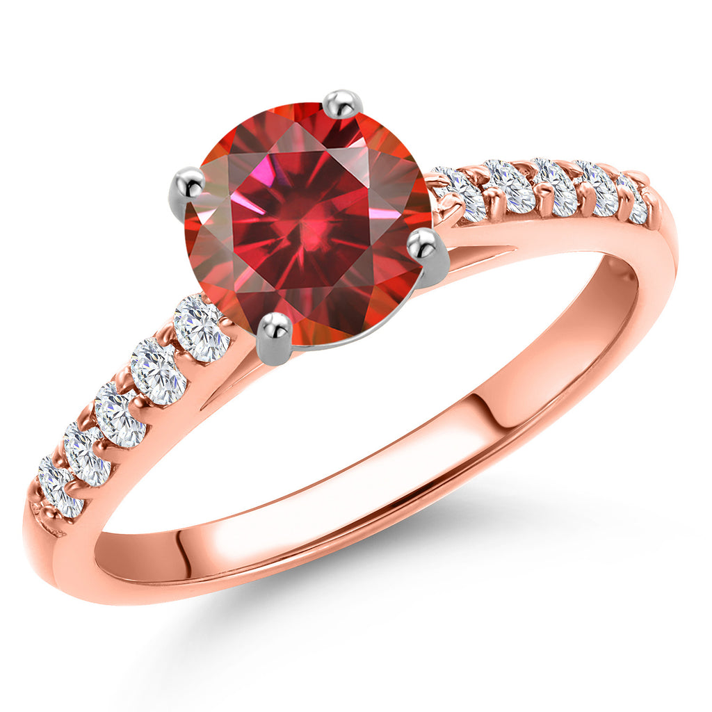 Red Moissanite - April_8_Ring in 10K Two Tone Gold